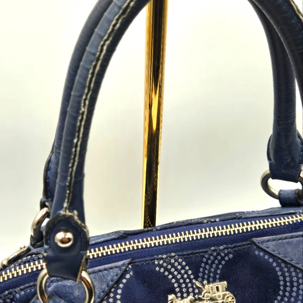 COACH Madison Sophia Satchel OP C Denim Blue Gold Hardware 2 Tags - Picture 5 of 15